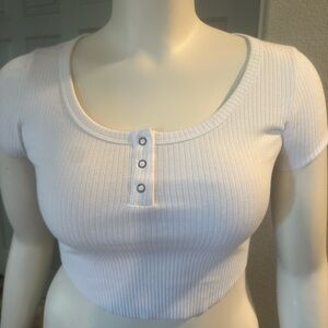 Wild Pair White Ribbed Crop Top